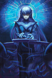 Rule 34 | blue hair, long hair, nahobino, protagonist (smtv), shin megami tensei, shin megami tensei v, very long hair, yellow eyes