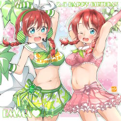 1girl brown_hair emma_verde female_focus freckles long_hair love_live! love_live!_nijigasaki_high_school_idol_club short_hair takecho takecho-chan takecho1