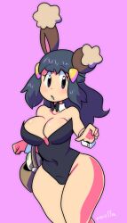 animal_ears basket black_leotard bow bowtie buneary buneary_(cosplay) cosplay dawn_(pokemon) detached_collar egg erocoffee fake_animal_ears gen_4_pokemon highres leotard nintendo playboy_bunny pokemon pokemon_dppt pokemon_egg rabbit_ears strapless strapless_leotard