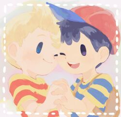 artist_request bad_tag black_hair blonde_hair child hat lucas_(mother_3) mother_(series) mother_2 mother_3 ness_(mother_2) nintendo shirt shota striped_clothes striped_shirt super_smash_bros