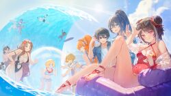 +_+ 5boys 6+girls :o ;d \||/ absurdres adjusting_eyewear adjusting_hair arthropod_limbs baseball_cap beard_stubble black_arm_garter black_eyes black_hair black_shorts blonde_hair blue_coat blue_eyes blue_shirt blurry bow breast_tattoo breasts brown_hair bug caustics character_request check_character cleavage closed_eyes cloud cloudy_sky coat coat_partially_removed cockroach commentary crossed_bangs crying cup dark-skinned_female dark-skinned_male dark_skin day depth_of_field don_quixote_(project_moon) double-parted_bangs double_bun elbow_rest everyone eyewear_on_head facial_hair falling faust_(project_moon) flower flower_necklace food fruit full_body glasses green_eyes gregor_(project_moon) hair_between_eyes hair_bow hair_bun hair_flower hair_ornament hair_over_shoulder hairband hand_on_headwear hand_on_own_hip hands_up hashtag-only_commentary hat hawaiian_shirt heathcliff_(project_moon) hibiscus high_ponytail highres holding holding_cup hong_lu_(project_moon) human_board inflatable_raft insect ishmael_(project_moon) jewelry jia_xichun_(project_moon) knee_up kneeling ladder leaning_on_object lemon lemon_slice lens_flare limbus_company long_hair looking_at_another looking_at_viewer low_ponytail meursault_(project_moon) multiple_boys multiple_girls necklace ocean one-piece_swimsuit one_eye_closed open_clothes open_coat open_mouth orange_hair outdoors outis_(project_moon) outstretched_arms perspective pointing ponytail popped_collar project_moon purple_shorts ranya_(artiraia) red_eyes red_shorts revealing_clothes rodion_(project_moon) ryoshu_(project_moon) sandals see-through_clothes see-through_coat shirt short_hair shorts sidelocks simple_bird sinclair_(project_moon) sky smile sparkle sparkling_eyes spread_fingers stomach stubble sun_hat sunglasses surfboard surfing surprised swimsuit symbol-only_commentary tattoo toned toned_male two-tone_shirt very_long_hair waves wavy_hair white_coat white_hair white_shirt white_streaks wide-eyed wrist_cuffs yi_sang_(project_moon)