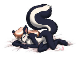 1girl animal_ears animal_hands barefoot dr_comet feet female_focus furry furry_female nude skunk skunk_girl solo tagme tail toes