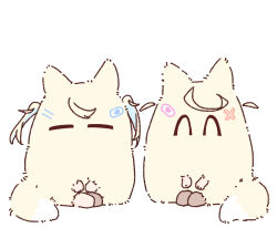 Rule 34 | body fur, chibi, dog, fuwawa abyssgard, hololive, hololive english, mococo abyssgard, siblings, simple background, sisters, twins, two side up, virtual youtuber, wcksan, white background, yellow fur