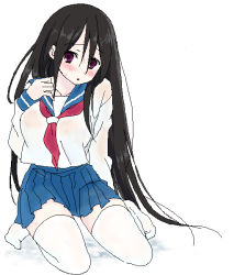 00s 1girl black_eyes black_hair dual_persona ekra female_focus komori_kiri long_hair sayonara_zetsubou_sensei school_uniform serafuku solo thighhighs very_long_hair white_thighhighs