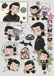 ... 3boys astarion baldur&#039;s_gate baldur&#039;s_gate_3 bat_(animal) black_hair cat cazador_szarr chibi dark_elf dungeons_&amp;_dragons dungeons_&amp;_dragons earrings elf hair_slicked_back heart highres holding_hands jewelry medium_hair mouse_(animal) multiple_boys pointy_ears sleep_mask star_(symbol) vellioth white_hair whxqxqaaa! yaoi