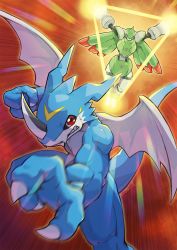claws digimon dragon highres horn rapidmon_(perfect) red_eyes wings xv-mon