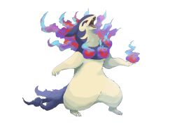 Rule 34 | fire, full body, highres, hisuian typhlosion, legs, nintendo, open mouth, pokemon, pokemon (creature), red eyes, simple background, slit pupils, solo, standing, volpecorvo, white background