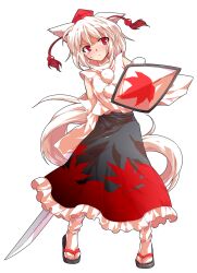 Rule 34 | 1girl, alphes (style), animal ears, closed mouth, commentary request, dairi, defeat, detached sleeves, full body, hat, highres, holding, holding shield, holding sword, holding weapon, inubashiri momiji, katana, large variant set, leaf print, light frown, long skirt, maple leaf print, messy hair, parody, pom pom (clothes), red eyes, sandals, shield, skirt, solo, standing, straight-on, style parody, sweatdrop, sword, tachi-e, tail, tokin hat, touhou, transparent background, variant set, weapon, white hair, white tail, wolf ears, wolf girl, wolf tail
