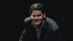 Rule 34 | 2014, 2boys, animated, asian, audible music, black background, dark background, fighting, game console, highres, iwata satoru, looking at viewer, male focus, multiple boys, nintendo, pov, pov hands, promotional art, real life, reggie fils-aime, sound, tagme, video, wii u