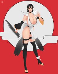 1girl black_hair breasts huge_breasts iroha_(samurai_spirits) maid samurai_spirits