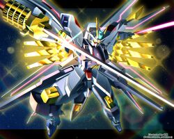 energy_sword commentary_request dual_wielding energy_sword english_text gundam gundam_seed gundam_seed_destiny gundam_seed_freedom highres holding holding_sword holding_weapon katana light_particles looking_at_viewer mecha mighty_strike_freedom_gundam no_humans revision robo_robotarou robot science_fiction solo sparkle strike_freedom_gundam sword twitter_username v-fin weapon yellow_eyes