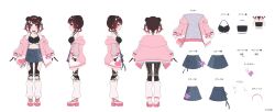 Rule 34 | 1girl, a-pose, absurdres, android, black tank top, breasts, brown hair, choker, commentary request, company name, copyright notice, crop top, double bun, full body, gradient hair, grey skirt, hair bun, halterneck, highres, hololive, holonatsu paradise, hood, hooded jacket, jacket, leg warmers, long sleeves, looking at viewer, mechanical hands, mechanical legs, medium hair, midriff, multicolored hair, multiple views, navel, noir eku, official alternate costume, official art, open clothes, open jacket, pink jacket, pleated skirt, reference sheet, roboco-san, roboco-san (holonatsu paradise), second-party source, shoes, sidelocks, skirt, sneakers, solo, tank top, translation request, turnaround, virtual youtuber