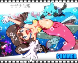 Rule 34 | 10s, breasts, brown hair, dewott, gem, gen 2 pokemon, gen 3 pokemon, gen 5 pokemon, gloves, image sample, luvdisc, mermaid, monster girl, navel, nintendo, nipples, pixiv sample, pokemon, pokemon (creature), pokemon bw2, remoraid, rorretsim, rosa (pokemon), wailord