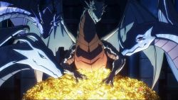 4others blue_scales dragon dragon_horns dragon_wings gold horns ice_dragon looking_at_viewer multiple_others olasird&#039;arc_haylilyal overlord_(maruyama) scales screencap wings