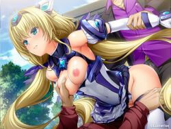 1girl 2boys anal aqua_eyes arm_held_back blonde_hair blue_eyes blush breasts breasts_out censored clenched_teeth clothed_sex clothing_aside covered_navel day detached_sleeves double_penetration elbow_gloves exs-tia_spica floating_hair gloves grabbing_another&#039;s_breast groping group_sex headgear hetero holding_another&#039;s_wrist inoino jewelry katsuragi_shiori kouyoku_senki_exs-tia leotard leotard_aside long_hair low_twintails magical_girl medium_breasts miniskirt mmf_threesome multiple_boys nipples official_art outdoors penis pleated_skirt purple_ribbon purple_shirt rape red_shirt restrained ribbon sex shiny_clothes shiny_skin shirt skirt solo_focus teeth thighhighs threesome tree twintails vaginal very_long_hair white_gloves white_leotard white_skirt white_thighhighs