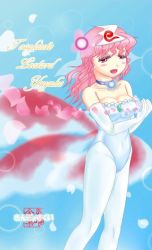 1girl breasts cleavage cosplay creatures_(company) game_freak gen_1_pokemon goldeen goldeen_(cosplay) leotard misty_(pokemon) misty_(pokemon)_(cosplay) nintendo pantyhose pink_hair pokemon pokemon_(anime) pokemon_(classic_anime) pokemon_ep043 saigyouji_yuyuko touhou white_leotard white_pantyhose
