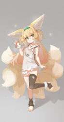 05548620 1girl @_@ absurdres animal_ear_fluff animal_ears arknights asymmetrical_legwear bare_arms black_thighhighs blonde_hair blush breasts charm_(object) cleavage collarbone fox_ears fox_girl fox_tail full_body green_eyes green_hairband grey_background hair_rings hairband highres holding key kitsune kyuubi loli long_hair looking_at_viewer loose_socks mismatched_legwear multiple_tails navel nipples no_bra no_panties open_mouth pantyhose pussy pussy_juice see-through_cleavage see-through_clothes see-through_shirt shirt sidelocks simple_background single_bare_shoulder sleeveless sleeveless_shirt small_breasts socks solo standing standing_on_one_leg suzuran_(arknights) tail thighhighs torn_clothes torn_pantyhose torn_shirt uneven_legwear