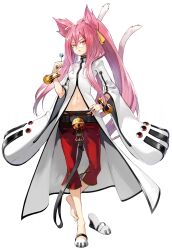 bell blazblue candy cat_girl feet food glasses groin kokonoe_(blazblue) lowleg lowleg_pants navel official_art pants