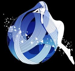 Rule 34 | 1other, absurdly long hair, androgynous, artist name, black background, blue nails, closed eyes, commentary, feet, full body, glint, head rest, highres, houseki no kuni, lapis lazuli (houseki no kuni), long hair, mt5 014, nail polish, no mouth, nude, planetary ring, simple background, toes, twitter username, very long hair