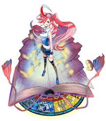 Rule 34 | 1girl, blue eyes, book, digimon, female focus, highres, karan eri, long hair, naoki akamine, necktie, pink hair, shorts, solo, twintails