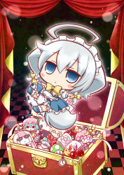 1-up_mushroom 1girl 1up :&lt; ahoge animal_ears apron blonde_hair blue_eyes blue_hair blush_stickers book braid character_doll chibi cup dog_ears dog_tail doll drill female_focus flandre_scarlet flower hair_ribbon hat hong_meiling hong_meiling_(panda) inu_sakuya_(nejikirio) izayoi_sakuya maid maid_apron maid_headdress mario_(series) matching_hair/eyes megamari mushroom nejikirio nintendo o_o panda panties patchouli_knowledge pocket_watch poke_ball pokemon purple_hair remilia_scarlet ribbon robot rose rupee_(zelda) silver_hair solo star_(symbol) super_mario_bros._1 sword tail teacup the_legend_of_zelda touhou treasure_chest triforce underwear watch weapon