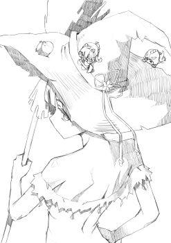 3girls absurdres ahoge animal_ear_hairband animal_ears animal_hands anyoji_hime back blunt_bangs broom chibi commentary_request dinosaur_costume dress fake_animal_ears flower flower_knot gloves gonzales_(love_live!) greyscale hair_intakes hairband hand_on_own_hip hasu_no_sora_school_uniform hat hat_flower highres holding holding_broom holding_on jacket kachimachi_kosuzu link!_like!_love_live! long_hair looking_at_viewer looking_back love_live! mini_person minigirl momose_ginko monochrome mouth_hold multi-tied_hair multicolored_hair multiple_girls neckerchief off-shoulder_dress off_shoulder on_head open_clothes open_jacket paw_gloves person_on_head ponytail sailor_collar sailor_dress school_uniform short_hair shoulder_blades sidelocks simple_background stuffed_animal stuffed_bird stuffed_toy sunkeun swept_bangs tail tsuru_(love_live!) unfinished upper_body virtual_youtuber white_background white_sailor_collar winter_uniform witch witch_hat wolf_ears wolf_tail