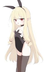 1girl absurdres animal_ear_hairband animal_ears black_leotard blonde_hair character_request check_character check_copyright copyright_request covered_navel fake_animal_ears hairband highleg highleg_leotard highres leotard long_hair playboy_bunny pointy_ears rabbit_ear_hairband rabbit_ears red_eyes strapless strapless_leotard thighhighs user_yths2234 white_wrist_cuffs wrist_cuffs
