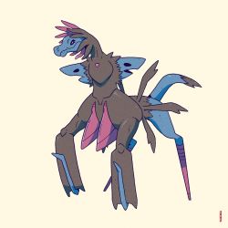 alternate_form creatures_(company) full_body game_freak gen_5_pokemon highres hydreigon meme meme_attire nintendo no_humans original_form_pokemon_(meme) pedro_larez pokemon pokemon_(creature) simple_background solo standing what