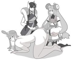 1girl 2futa all_fours alternate_breast_size ass blush breasts clothed_futa clothed_futanari clothed_sex collar deliciousbra ears elesa_(pokemon) elesa_(sygna_suit)_(pokemon) feet futa_with_female futanari gen_1_pokemon hair_ornament headgear headphones holding imminent_penetration iono_(pokemon) iono_(sygna_suit)_(pokemon) kneeling large_breasts lineart lips long_hair looking_at_another looking_back looking_down magnemite masturbation monochrome multiple_futa naked_woman nintendo nude open_mouth penis pokemon pokemon_bw pokemon_masters_ex short_hair sideboob skyla_(pokemon) slapping slapping_ass slapping_with_penis sleeveless smile soles spanked spanking stroking_cock teeth toes