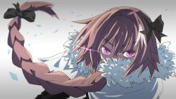 1boy astolfo_(fate) black_bow bow braid cloak facing_viewer fate/grand_order fate_(series) floating_hair fur-trimmed_cloak fur_trim glowing glowing_eyes hair_bow hair_intakes highres looking_at_viewer multicolored_hair multiple_hair_bows pink_eyes pink_hair single_braid solo solo_focus staring streaked_hair tieck trap white_background white_hair