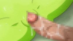 1girl animated animated_gif broly_(dragon_ball_z) censored cheelai cleft_of_venus close-up colored_skin dragon_ball dragon_ball_super dragon_ball_super_broly from_above green_skin groin head_out_of_frame large_penis legs lying missionary mosaic_censoring navel nude on_back penis pussy pussy_juice sex spread_legs stomach_bulge sweat thighs vaginal wet yamamoto_doujin