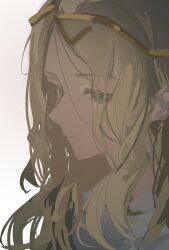 Rule 34 | 1boy, 6 (reverse:1999), absurdres, blonde hair, blue eyes, circlet, from side, highres, long hair, looking at viewer, male focus, portrait, profile, reverse:1999, shuxiuxiao31244, solo, white background