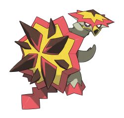 absurdres artist_request from_behind full_body gen_7_pokemon highres looking_back nintendo no_humans official_art open_mouth pokemon pokemon_(creature) pokemon_focus pokemon_sm shell solo spikes third-party_source transparent_background turtonator