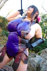Rule 34 | 1girl, asian, black hair, breasts, cattleya (queen&#039;s blade), cattleya (queen&#039;s blade) (cosplay), cosplay, fat, female focus, glasses, huge breasts, luu (cosplayer), photo (medium), queen&#039;s blade, solo