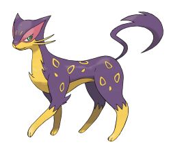 animal_focus artist_request cat closed_mouth from_side full_body gen_5_pokemon green_eyes highres liepard nintendo no_humans official_art pokemon pokemon_(creature) pokemon_bw pokemon_focus purple_fur smile solo spotted_fur third-party_source transparent_background whiskers yellow_fur