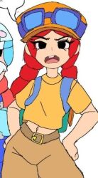 hands_on_own_hips jessie_(brawl_stars) non-web_source tagme