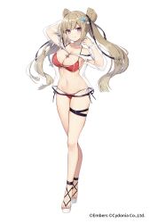 1girl artist_request bikini character_request copyright_request groin navel simple_background smile swimsuit tagme