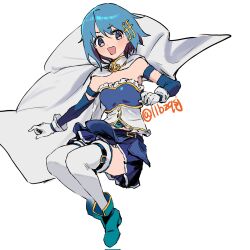 1girl blue_eyes blue_hair cape full_body highres llbzqsj looking_at_viewer magical_girl mahou_shoujo_madoka_magica medium_hair miki_sayaka miki_sayaka_(magical_girl) solo twitter_username white_cape