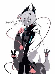 Rule 34 | 1girl, arknights, bird, bird girl, closed eyes, closed mouth, dot mouth, extra arms, gloves, grey hair, head wings, highres, hl (iamawhitehippo), pink gloves, raidian (arknights), short hair, wings