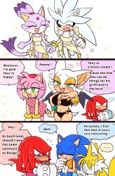 amy_rose beach_dress bikini bikini_bra bikini_skirt blaze_the_cat blush can child crossdressing drink_can gloves gyaru highres knuckles_the_echidna life_vest loli lolita_fashion male_swimwear polka_dot polka_dot_swimsuit rouge_the_bat sega shota silver_the_hedgehog smile soda_can sonic_(series) sonic_the_hedgehog sweatdrop swim_trunks swimsuit swimsuit_dress tail tails_(sonic) thinking yotsumeddd