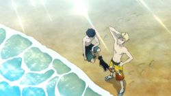 5boys 5girls amamiya_ren animated anime_screenshot ass atlus audible_speech belly bikini black_bikini black_hair blonde_hair blue_bikini blue_eyes blue_male_swimwear blue_swim_trunks blush breasts brown_eyes brown_hair cleavage collarbone cup cutscene drinking_glass drinking_straw english_audio english_text fish glasses gradient_male_swimwear gradient_swimsuit hair_ornament hasegawa_zenkichi highres kitagawa_yuusuke legs lipstick lobster makeup male_swimwear midriff morgana_(persona_5) multicolored_bikini multicolored_male_swimwear multicolored_swim_trunks multiple_boys multiple_girls navel niijima_makoto okumura_haru orange_hair orange_male_swimwear orange_swim_trunks palm_tree_print persona persona_5 persona_5_scramble:_the_phantom_strikers print_male_swimwear print_swim_trunks red_hair sakamoto_ryuuji sakura_futaba sandals sophia_(p5s) sound striped_male_swimwear striped_swim_trunks sunglasses_on_head sunset swim_trunks swimming swimsuit tagme takamaki_anne two-tone_bikini underwater video video_game_screencap waving