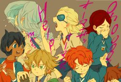 6+boys agony dark_skin dylan_keith eating edgar_valtinas fideo_aldena gianluca_zanardi goggles inazuma_eleven inazuma_eleven_(series) male_focus marco_maseratti mark_kruger multiple_boys open_mouth rococo_urupa tears wasabi