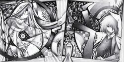 Rule 34 | 2boys, abstract, absurdres, chinese commentary, closed mouth, collared shirt, commentary request, disembodied eye, enein rundall, expressionless, eyeball, greyscale, hair over one eye, harada mutei, highres, hood, jacket, jiangyou140, lantern, long hair, long sleeves, male focus, monochrome, multiple boys, no nose, open clothes, open jacket, pants, saibou shinkyoku, shirt, short hair, sitting, smile, sweater vest, traditional media