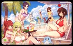 ass beach black_hair blonde_hair breasts brown_hair camera eru_futate green_hair grey_hair hasu_hasuha iin_chiyo kimi_no_koto_ga_dai_dai_dai_dai_daisuki_na_100-nin_no_kanojo laknaya large_breasts long_hair morikita_kimari pentarou red_hair short_hair small_breasts swimsuit torotoro_kishika twintails yakuzen_yaku yamato_nadeshiko_(hyakkano) yasashiki_yamame