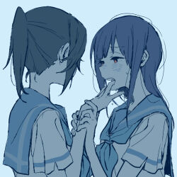 2girls finger_to_mouth hibike!_euphonium kasaki_nozomi liz_to_aoi_tori multiple_girls ree_(re-19) saliva tagme yoroizuka_mizore yuri