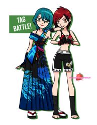 2girls absurdres artist_logo charlene_(strawberry-pink05) dead_or_alive dead_or_alive_6 highres logo mila_(doa) multiple_girls tamaki_(doa) transparent_background