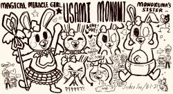 ... ._. absurdres ahoge arm_up beanie bow character_name closed_mouth commentary danganronpa_(series) danganronpa_2:_goodbye_despair dated diaper doodle_inset english_commentary english_text eyelashes full_body greyscale grin hands_on_own_face hat heart heterochromia highres hinata_hajime holding holding_staff josh-s26 monochrome monokuma monomi_(danganronpa) multiple_boys multiple_girls multiple_views nanami_chiaki navel open_mouth owari_akane pants pointing pointy_nose profanity puff_of_air rabbit_girl saionji_hiyoko sharp_teeth shirt signature simple_background skirt smile soda_kazuichi speech_bubble spiked_hair spoken_ellipsis staff standing stick_figure tearing_up teeth usami_(danganronpa) v-shaped_eyebrows white_background