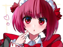 1girl :o arima_kana blush commentary_request eyelashes heart highres ia34550364 looking_at_viewer loose_hair_strand open_mouth oshi_no_ko red_eyes red_hair solo upper_body