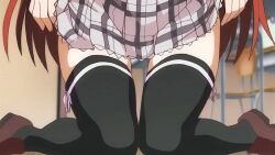 10s 1girl 2017 animated animated_gif anus ass breasts dress embarrassed frilled_skirt frills large_breasts long_hair open_clothes pussy removing_panties school skirt solo_focus tagme taking_picture thighhighs toriko_no_(series) toriko_no_kusari yunoki_mio