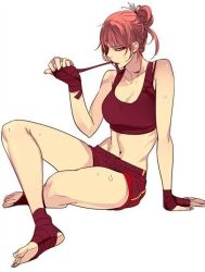 1girl artist_request bandages girls_of_the_wild&#039;s lee_moon_young midriff navel shorts source_request tagme